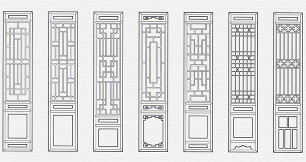 霍尔果斯常用中式仿古花窗图案隔断设计图